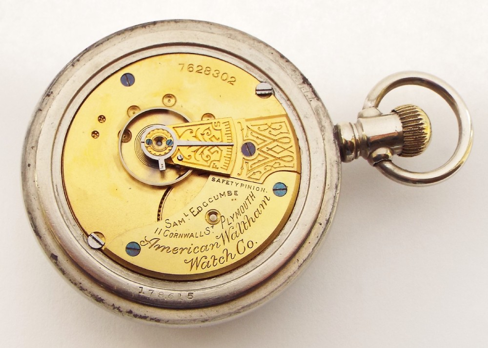 Large antique 1896 Waltham pocket watch. View III