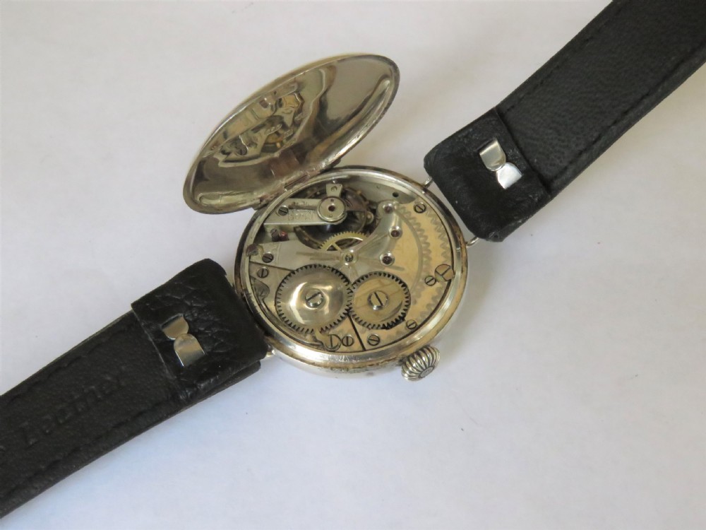 Gents antique silver trench watch, 1915 View III