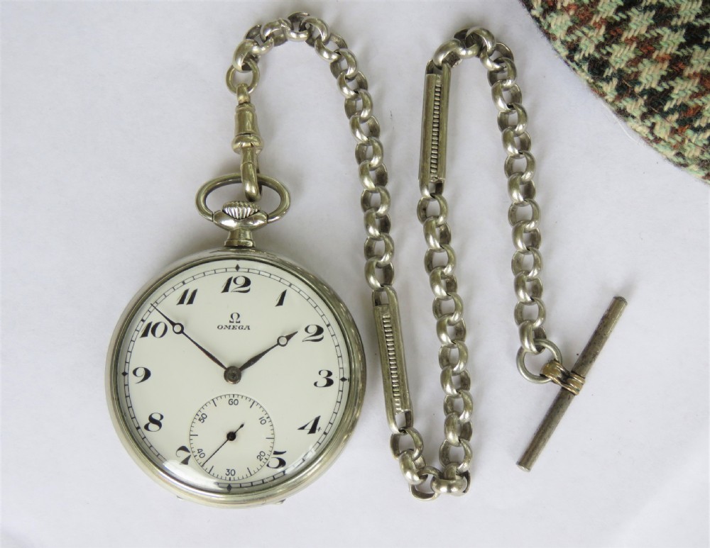 WW2 era Omega pocket watch with chain View II