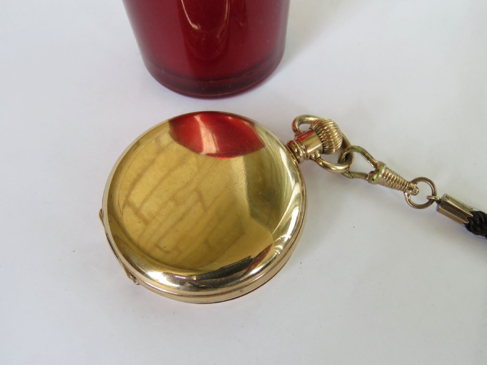 Swiss full hunter pocket watch & horse hair albert View III