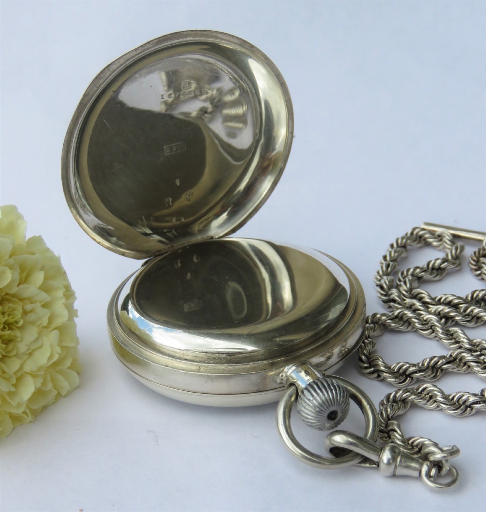 Antique silver Omega pocket watch and chain View IV