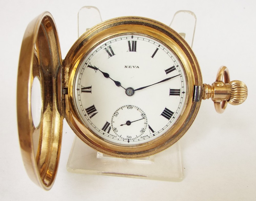 A 1920s Neva half hunter pocket watch. View II