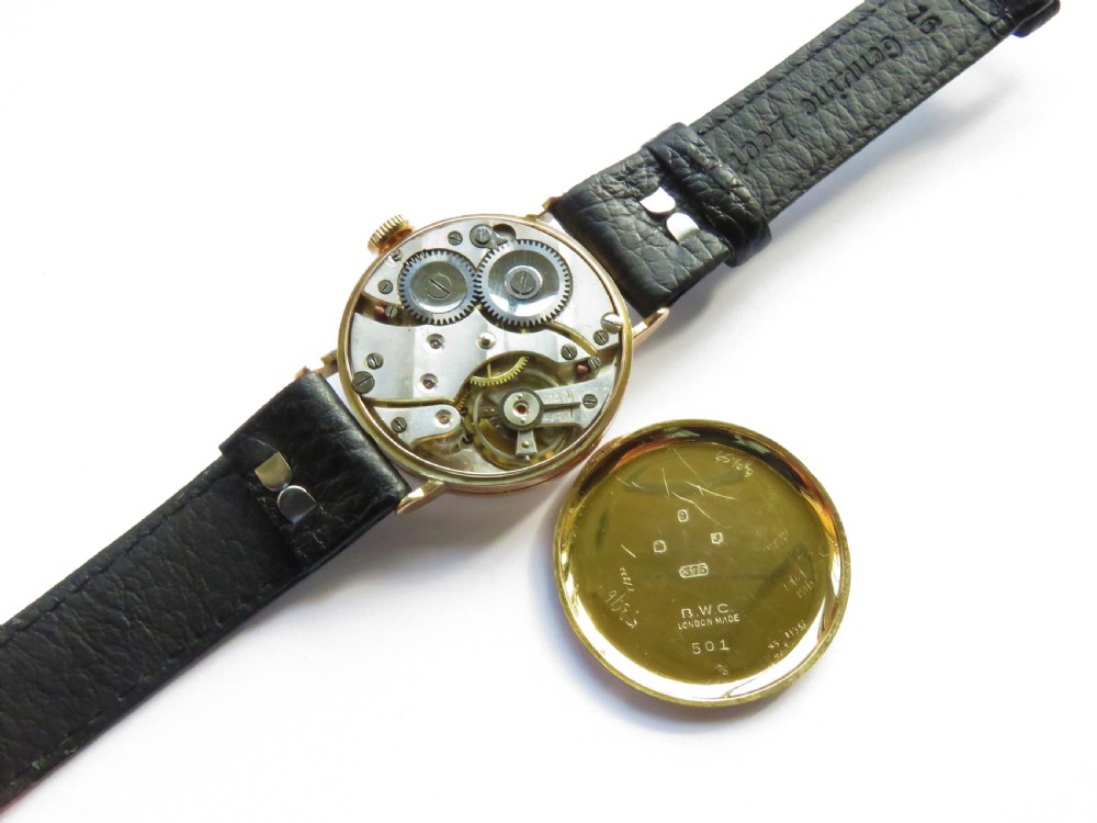 Gents 9ct gold wrist watch, 1939 View V