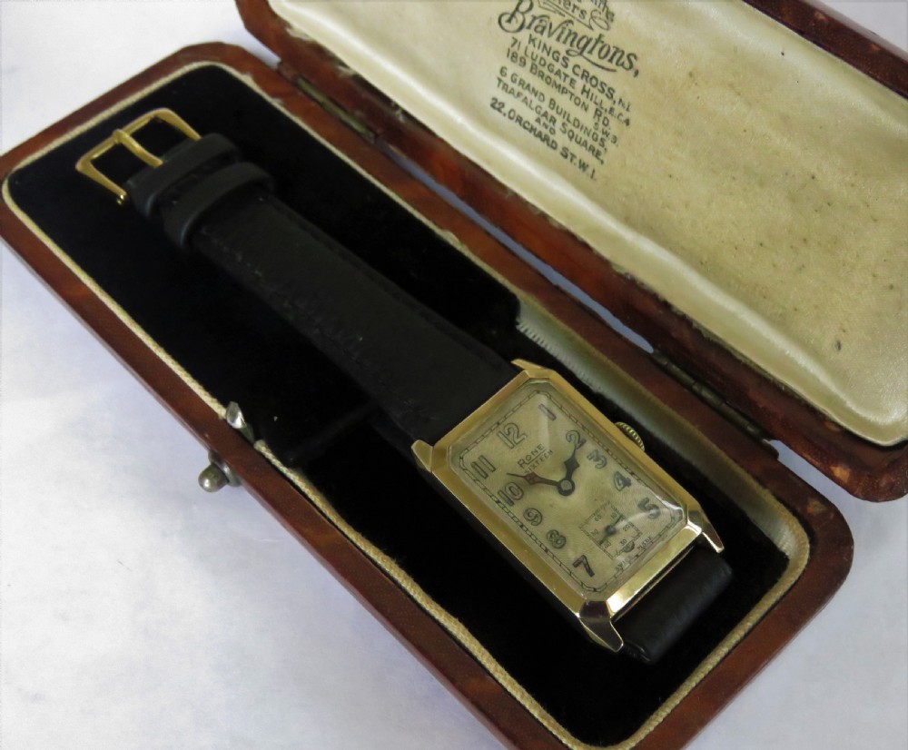 Gents 1934 9ct gold Rone Sixteen wrist watch View V