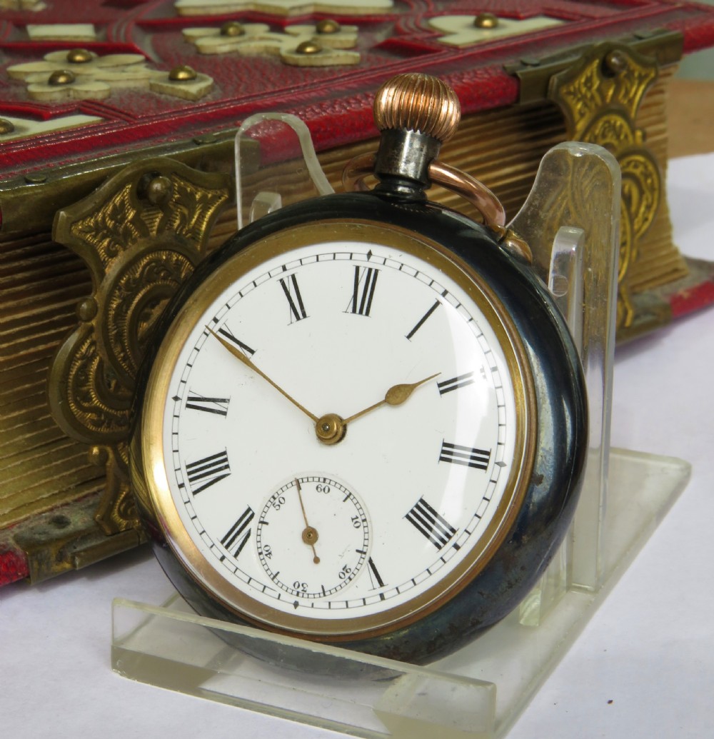 Antique gun metal pocket watch