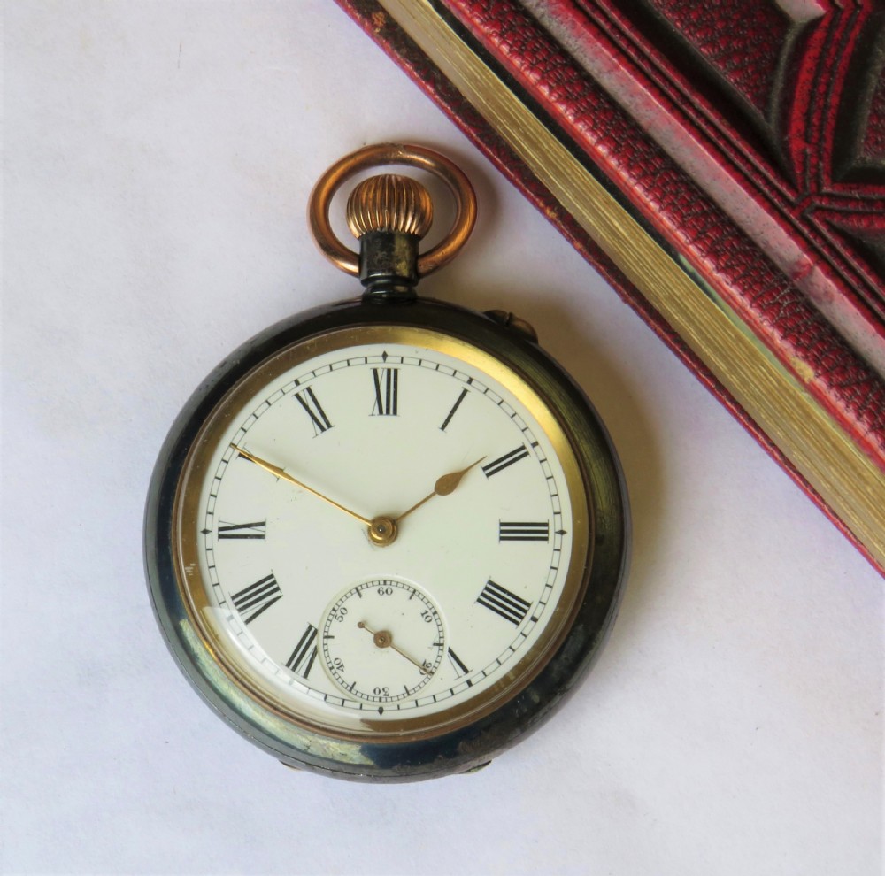 Antique gun metal pocket watch View II