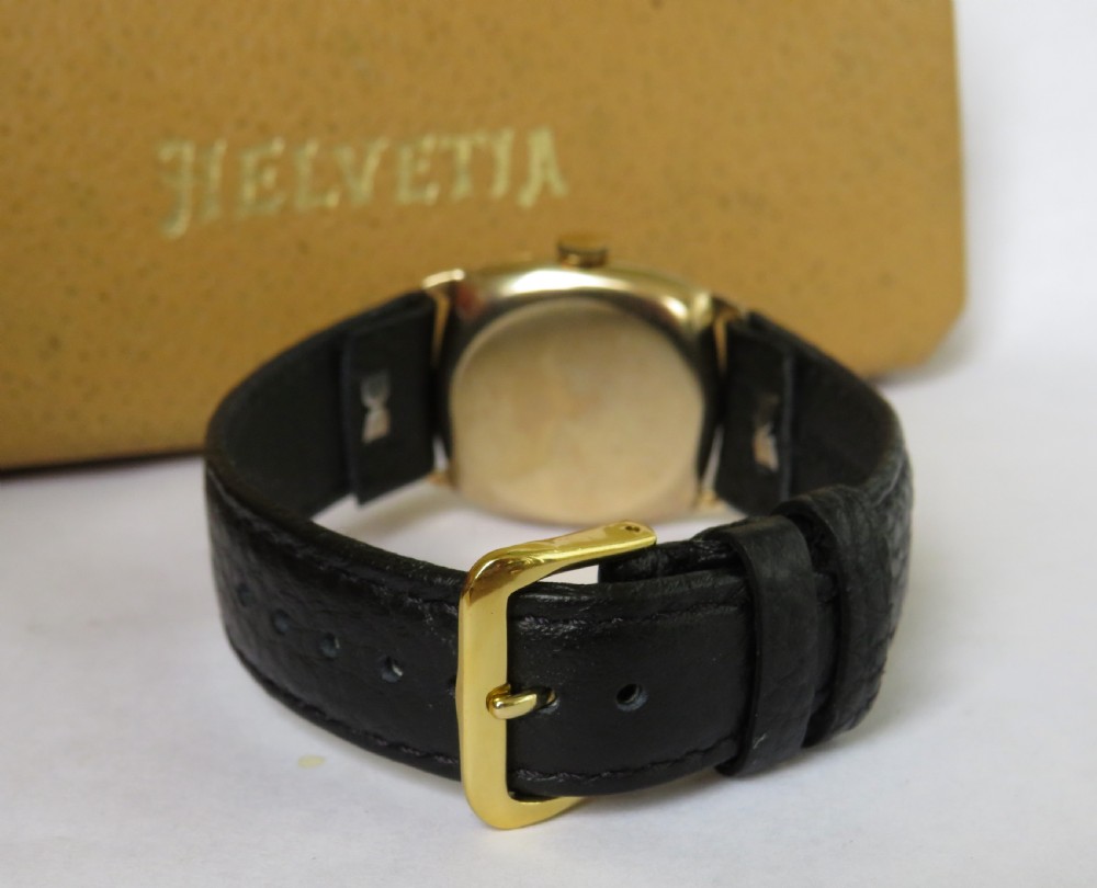 9ct gold Helvetia cushion cased wrist watch, 1939 View VI