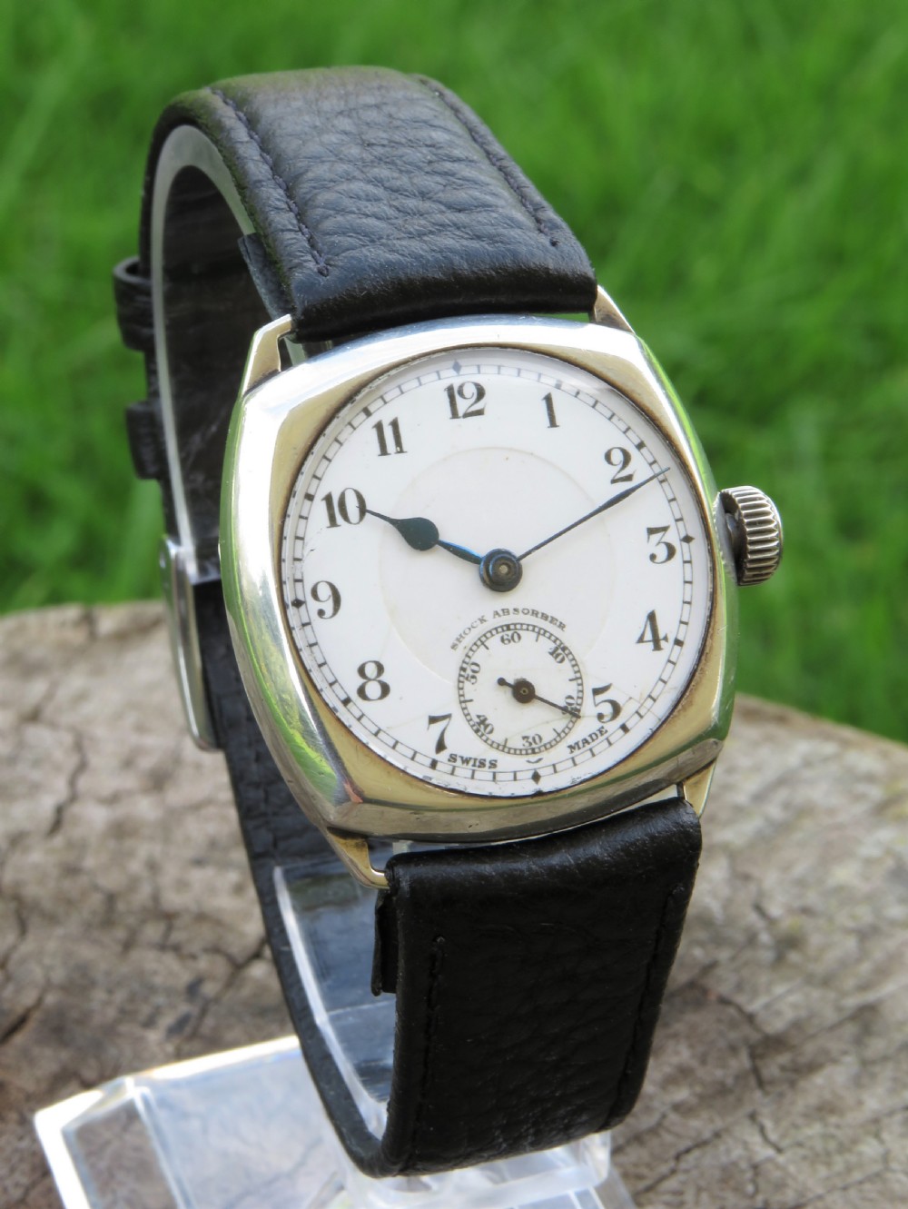 Gents silver cushion cased wrist watch, 1927