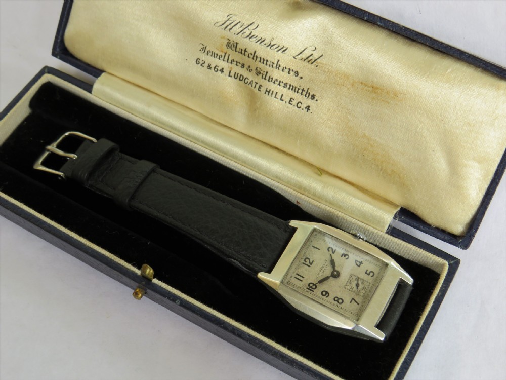 Gents silver wrist watch from J W Benson, 1937 View III
