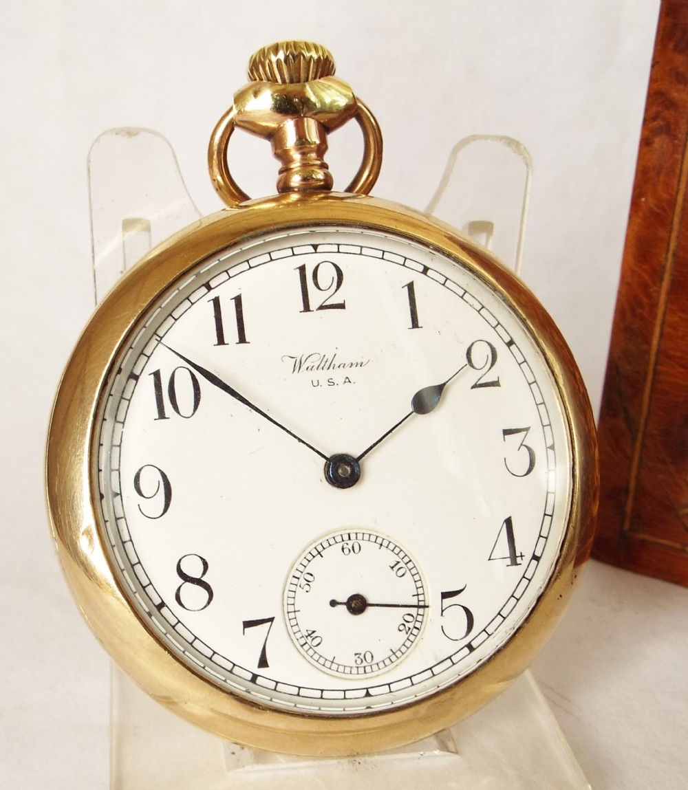 A vintage 1930s Waltham Traveler pocket watch.