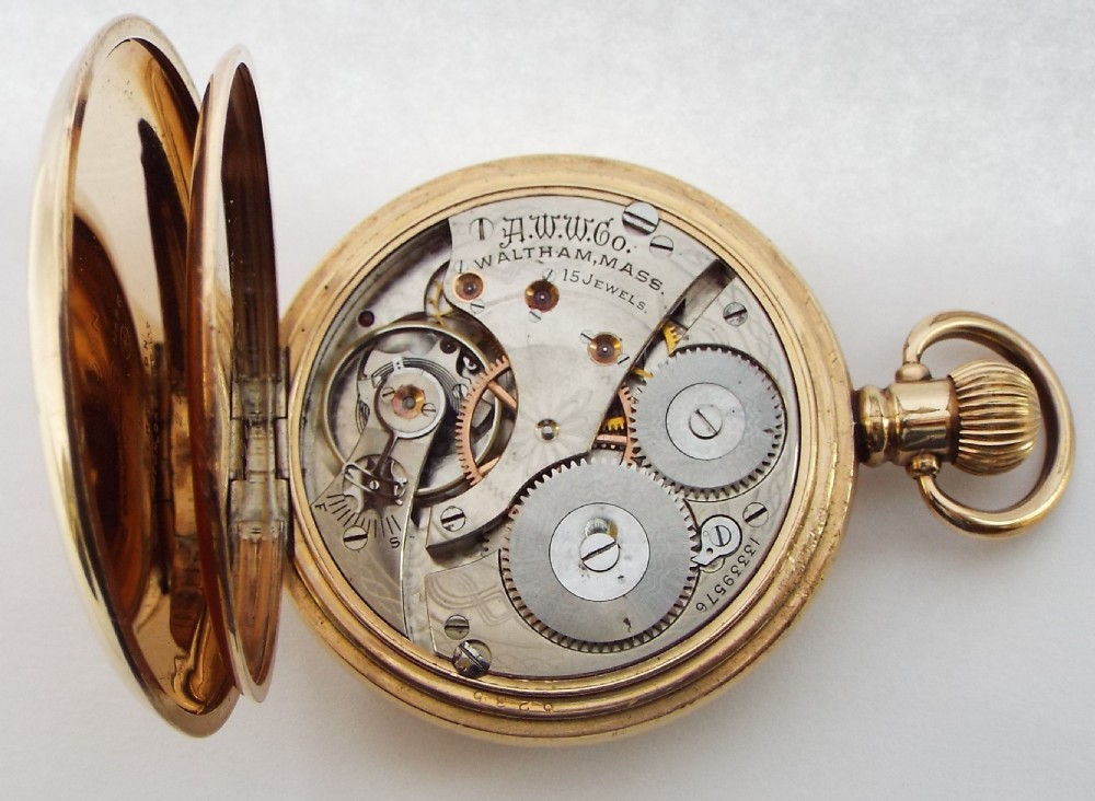 Antique 1903 Waltham full hunter pocket watch. View VI