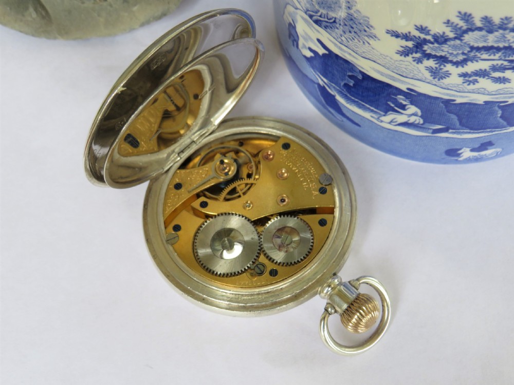 Antique silver Waltham half hunter pocket watch View IV