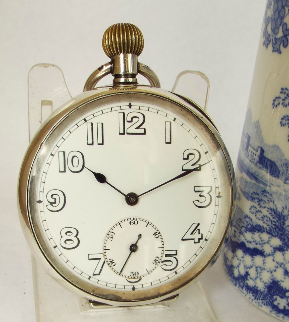 An antique silver pocket watch, 1913.