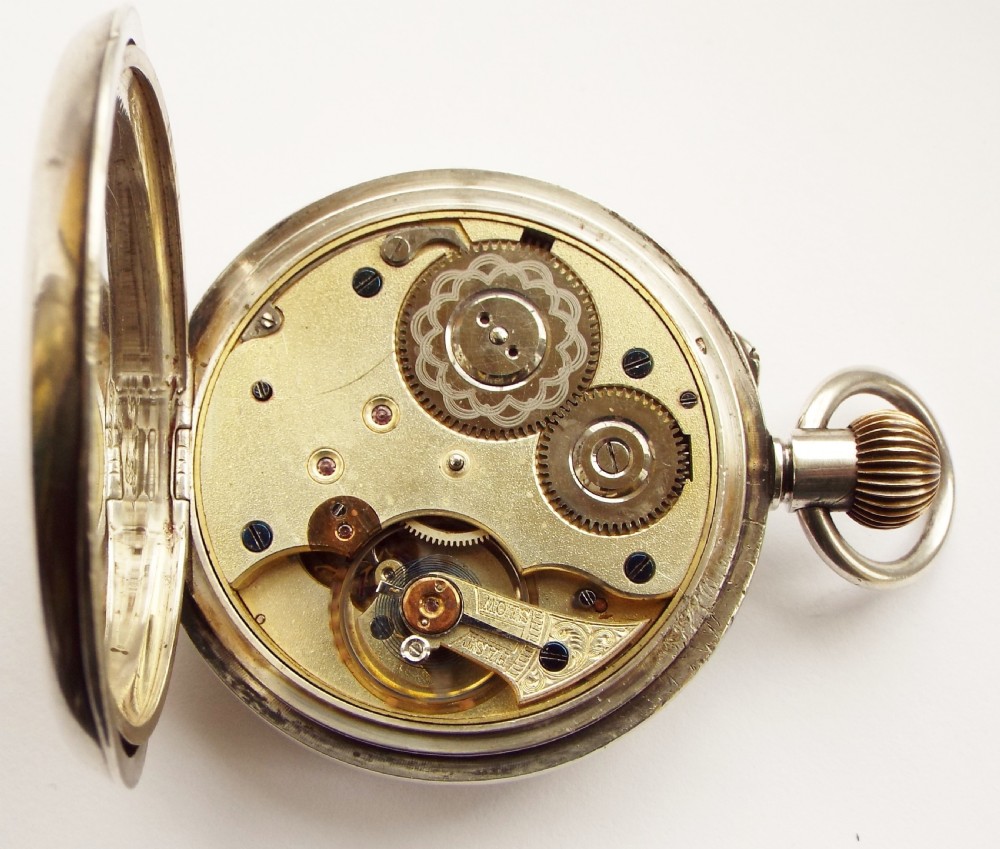 Antique Swiss silver pocket watch. View V