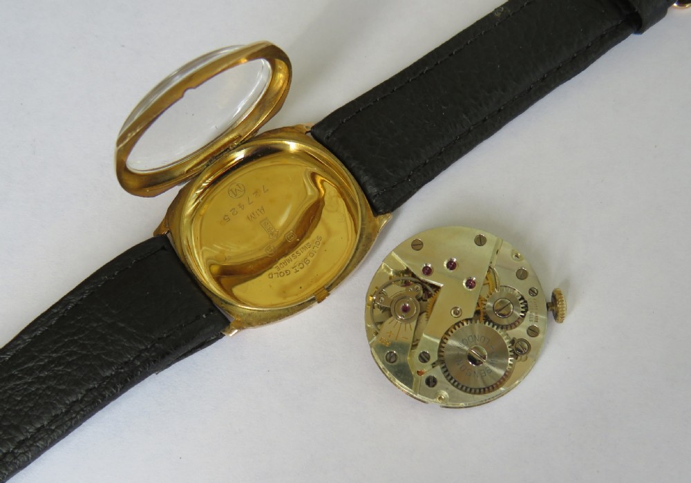 Boxed 9ct gold J W Benson wrist watch, 1930 View V