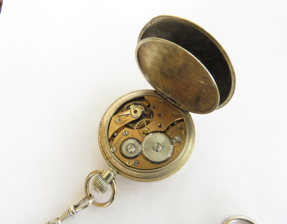 1920s nickel pocket watch and chain View II