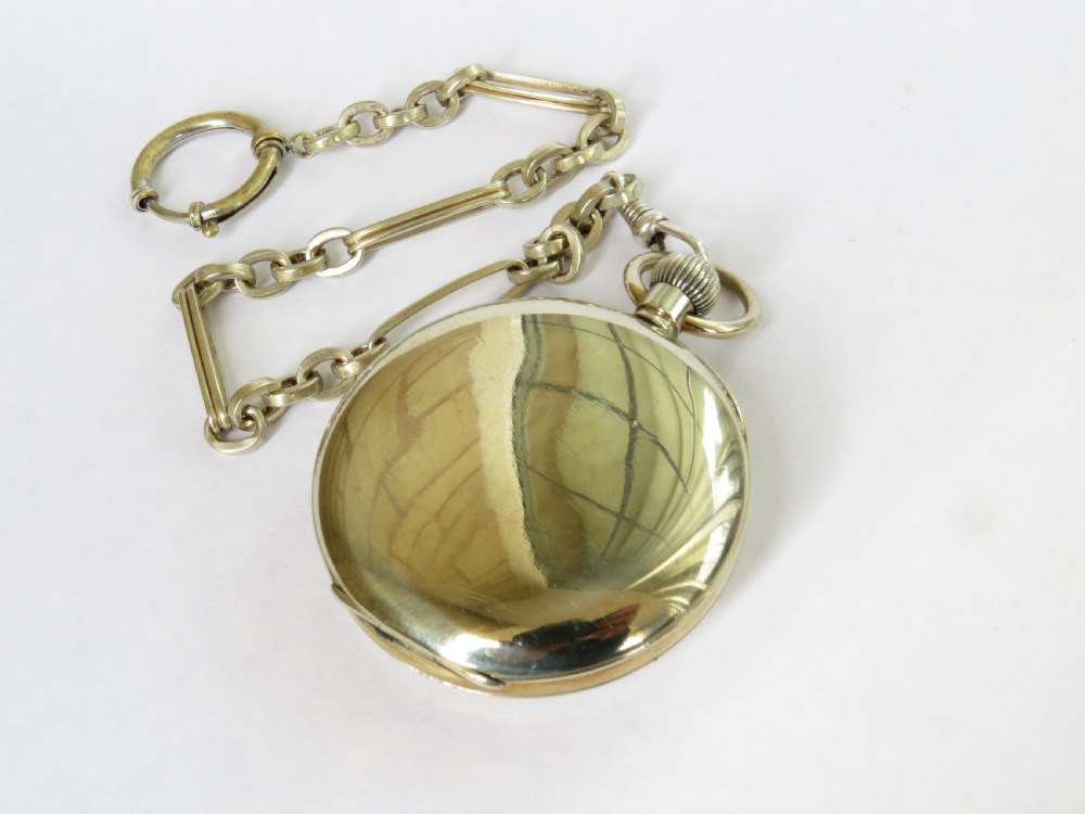 1920s nickel pocket watch and chain View IV