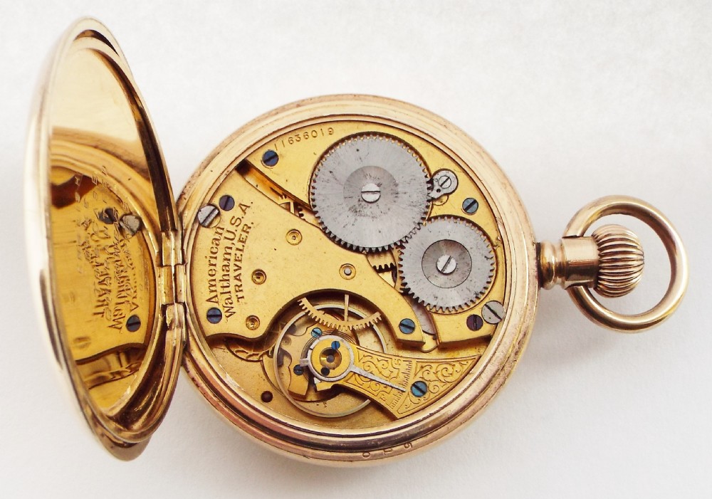 Antique Waltham Traveler pocket watch 1902. View V