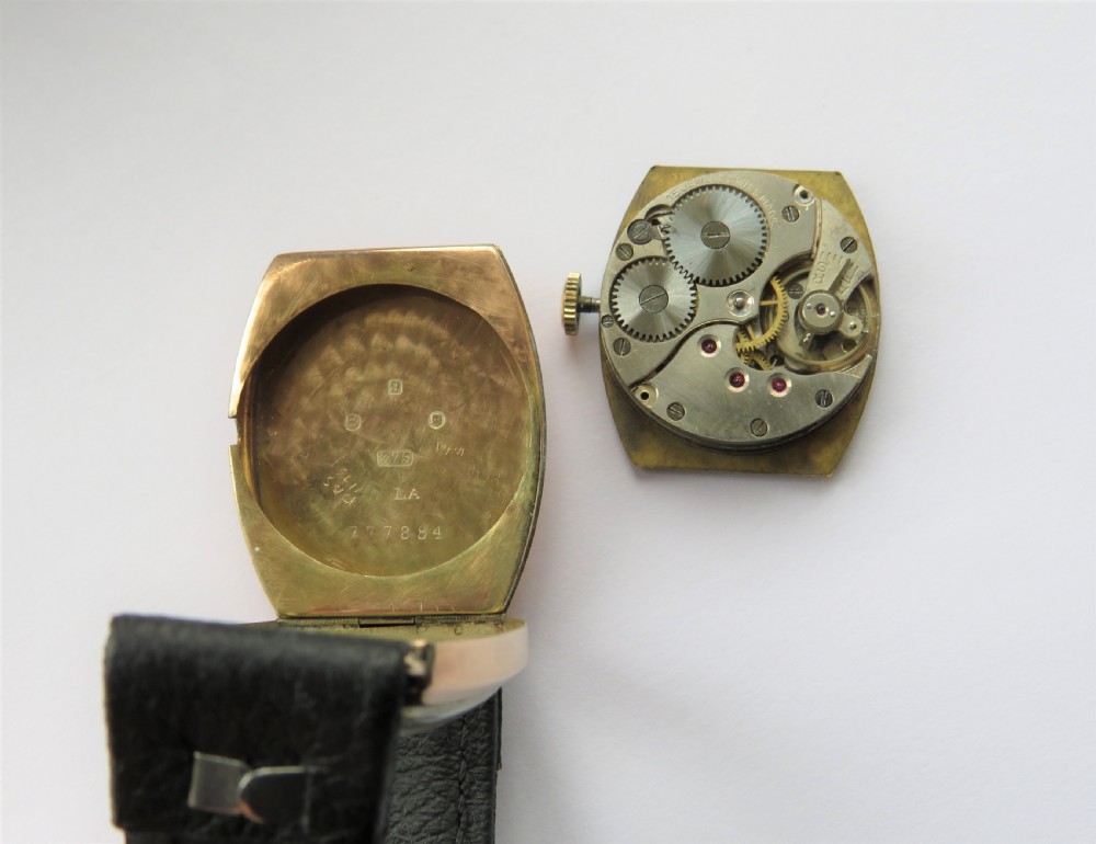 9ct gold gents Record wrist watch, 1937 View III