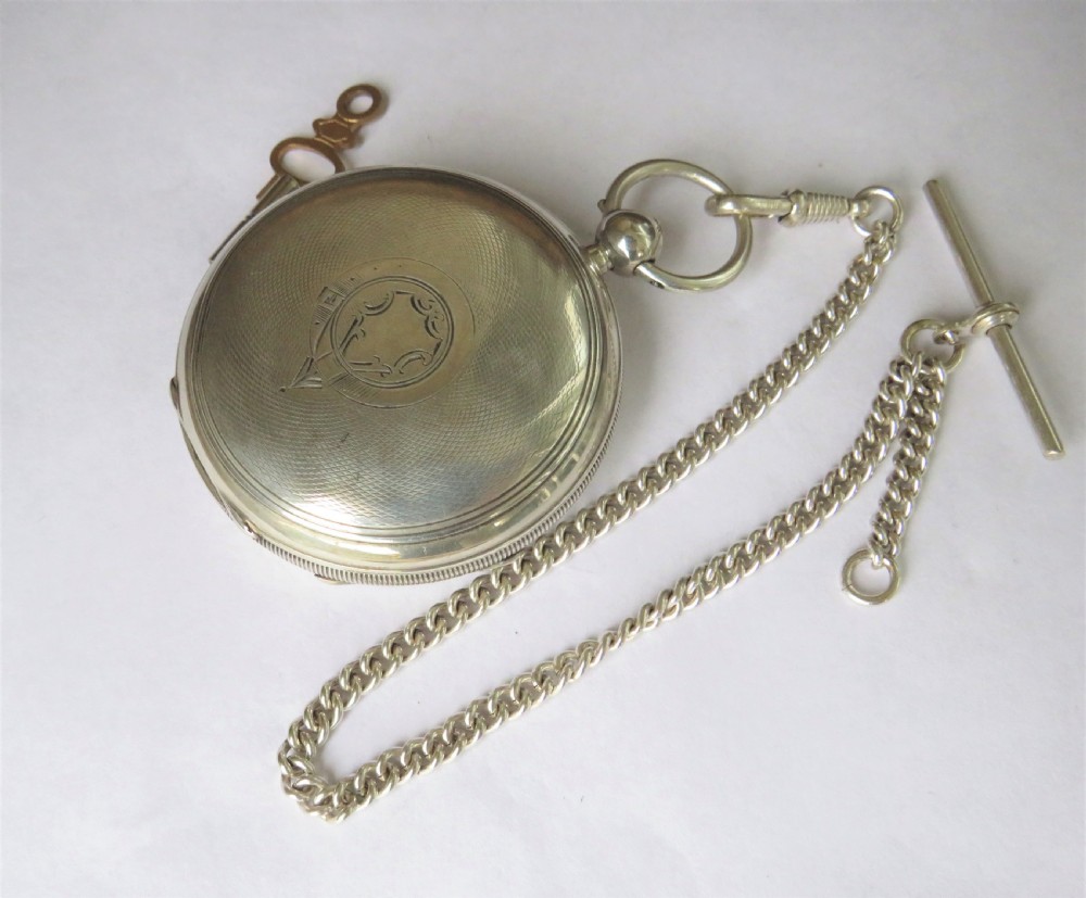 Antique silver Waltham pocket watch and chain View III