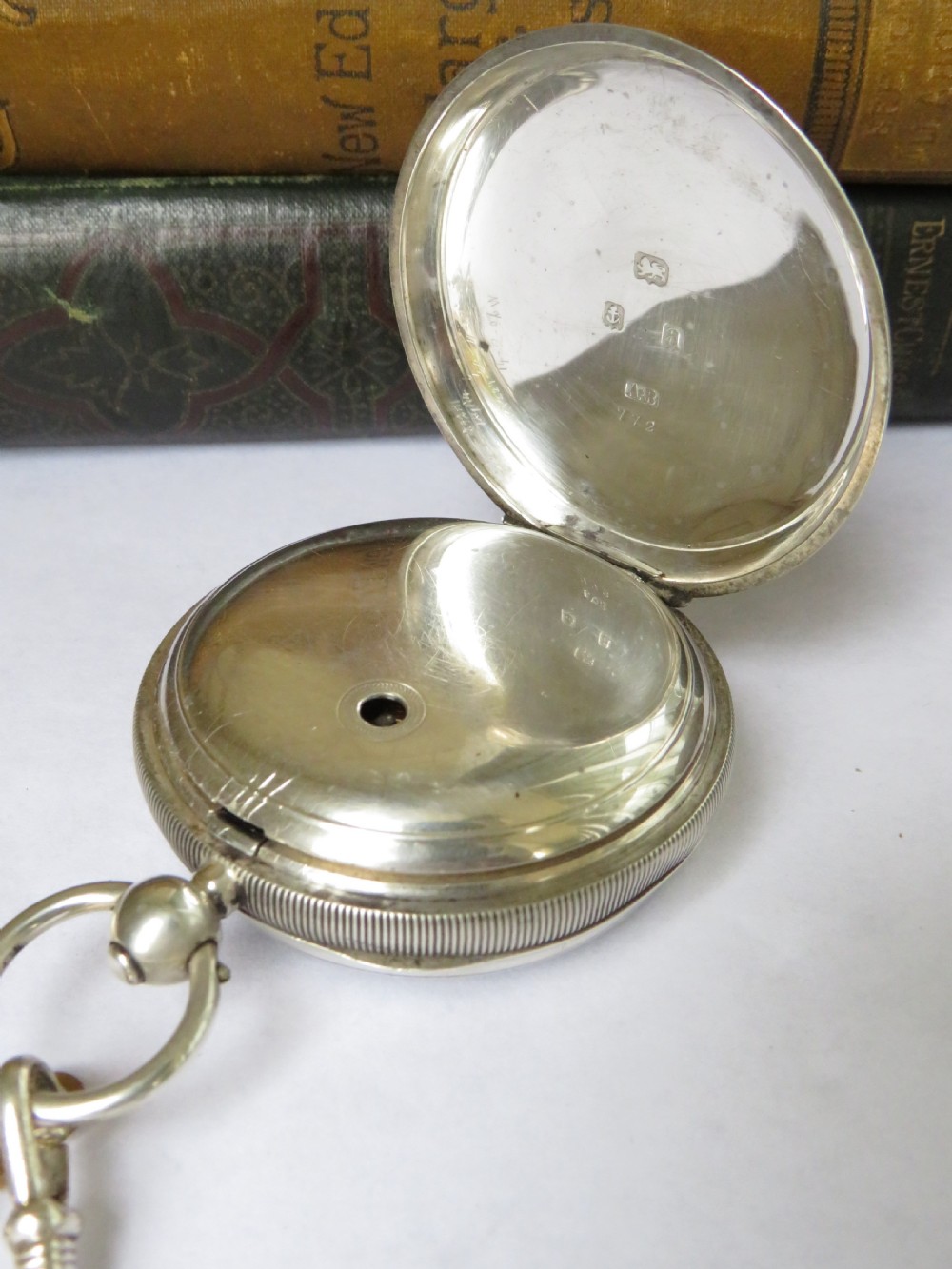 Antique silver Waltham pocket watch and chain View IV