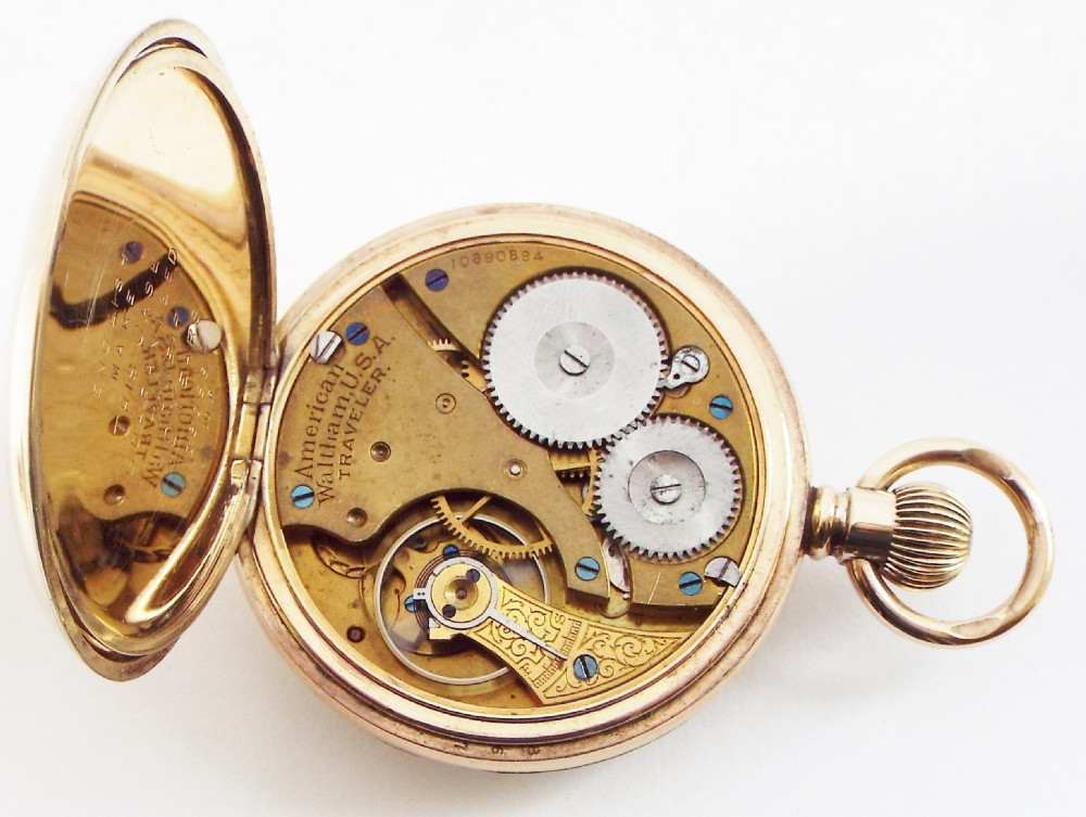 Antique Waltham Traveler pocket watch 1901. View V
