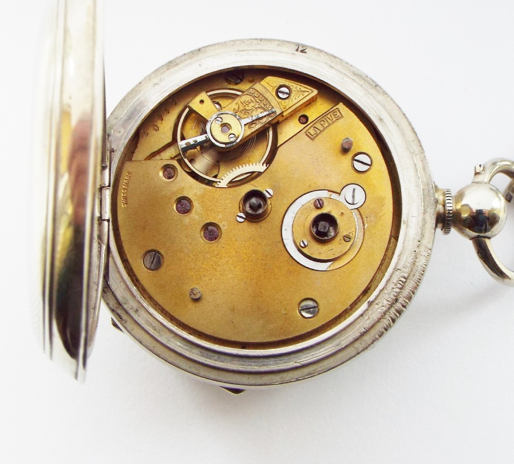 Antique La Pive pocket watch and chain View V