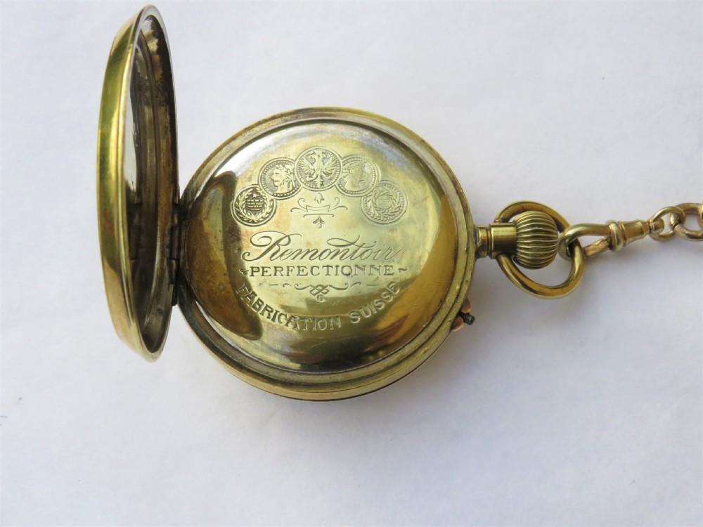 Unusual Railway Timekeeper pocket watch & chain View III