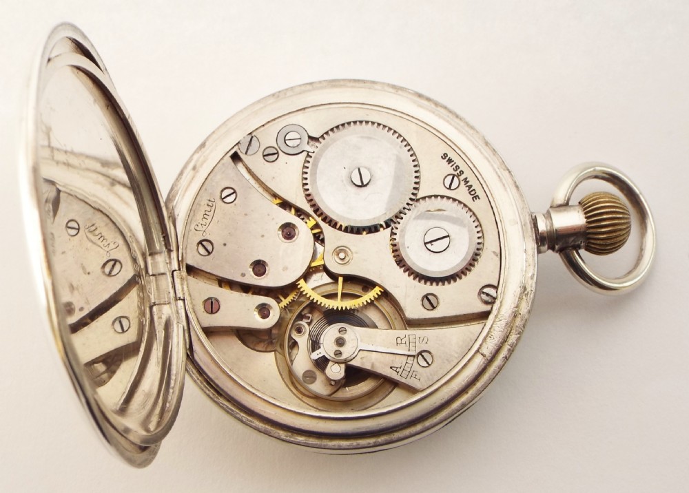 Antique 1919 silver Limit pocket watch. View V
