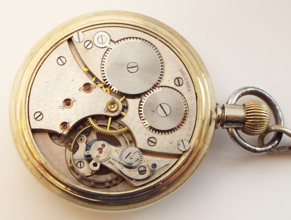 1920s Swiss pocket watch and chain. View III