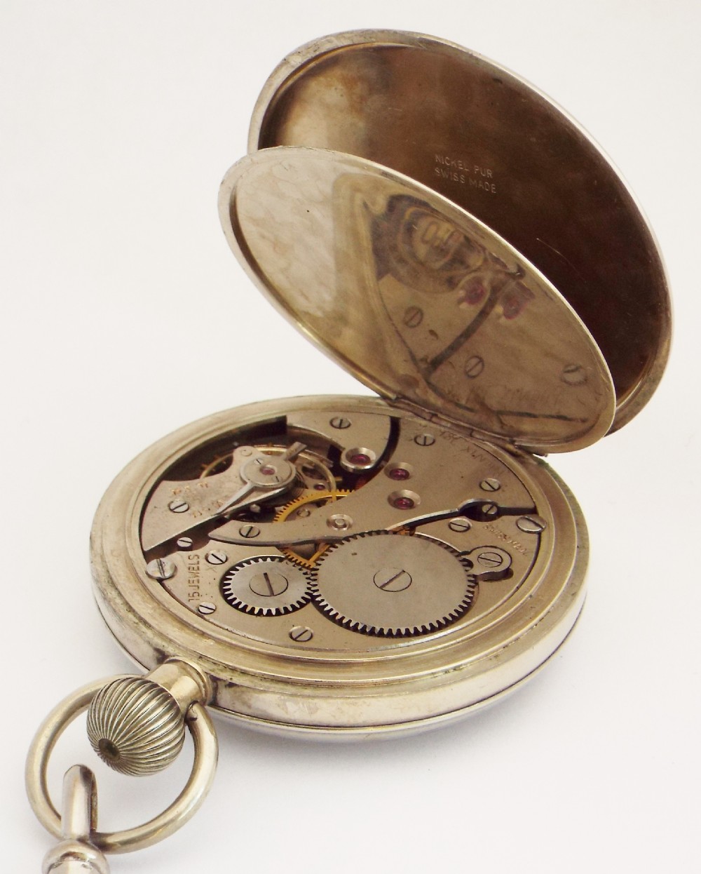 1930s Swiss pocket watch and chain. View IV