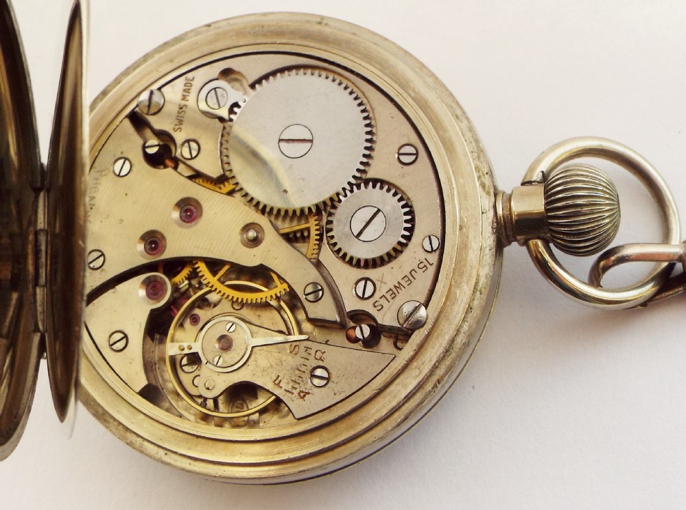 1930s Swiss pocket watch and chain. View V