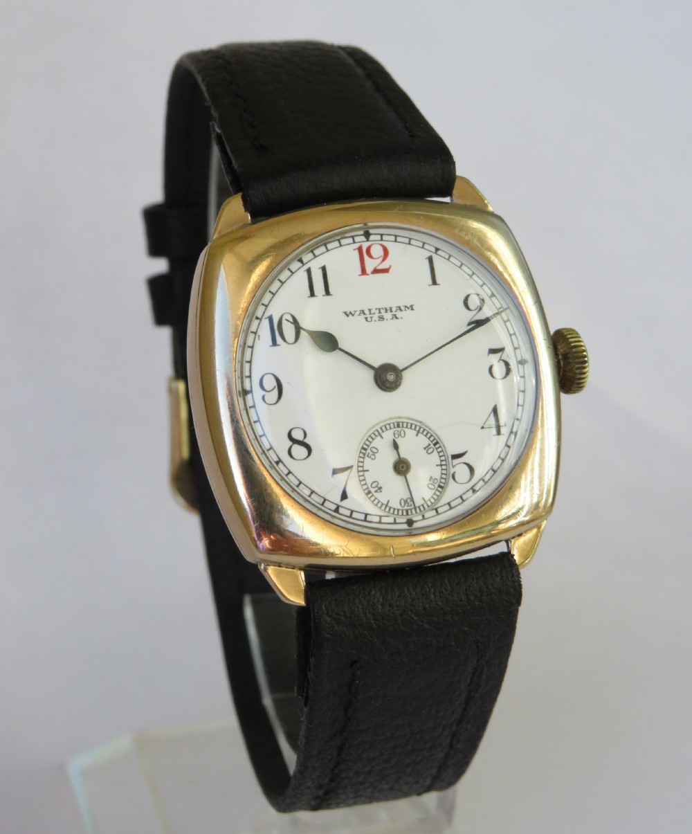Gents 9ct gold Waltham wrist watch, 1931