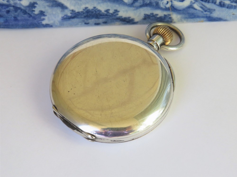 Antique Leal Chatelain Dreadnought silver half hunter pocket watch View III