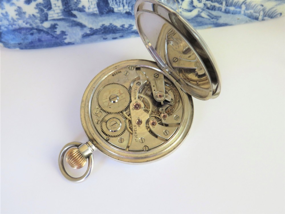 Antique Leal Chatelain Dreadnought silver half hunter pocket watch View V
