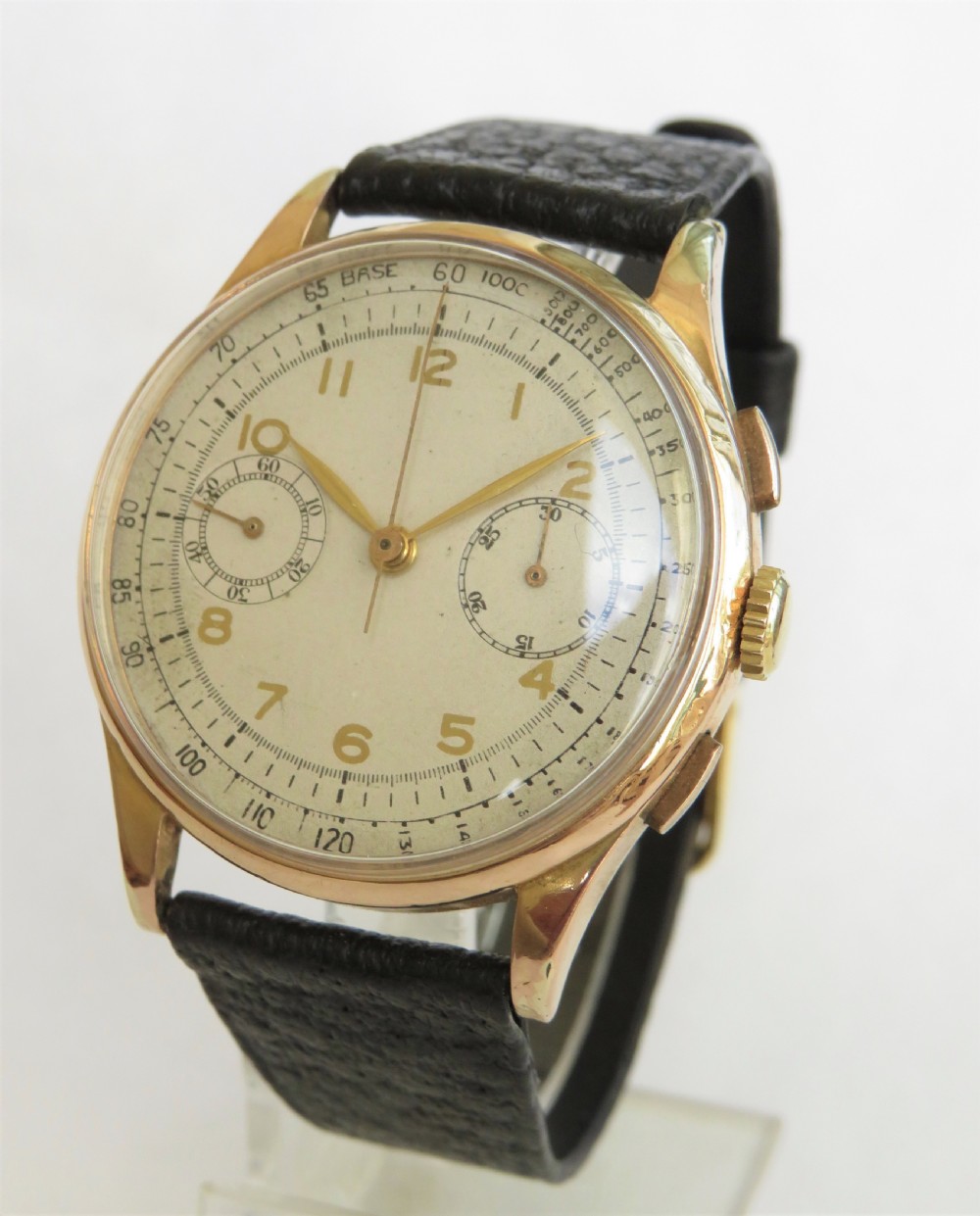 Gents 1950s 18ct gold chronograph wristwatch