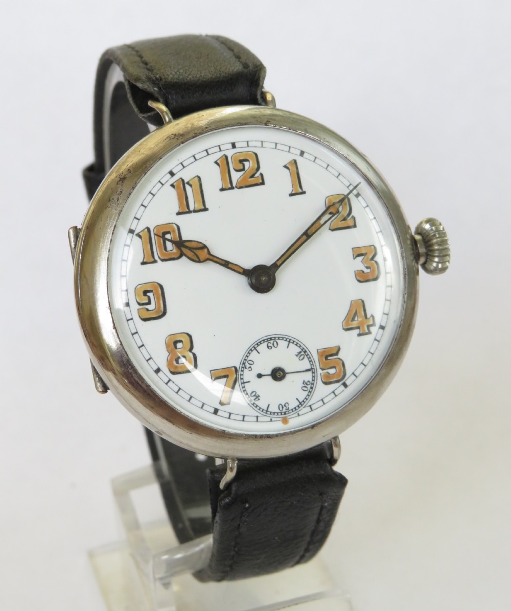 Large antique Swiss trench watch, c1900s