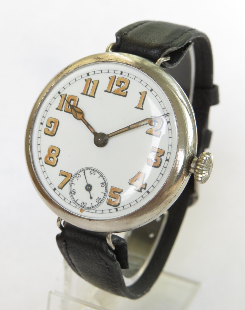 Large antique Swiss trench watch, c1900s View II