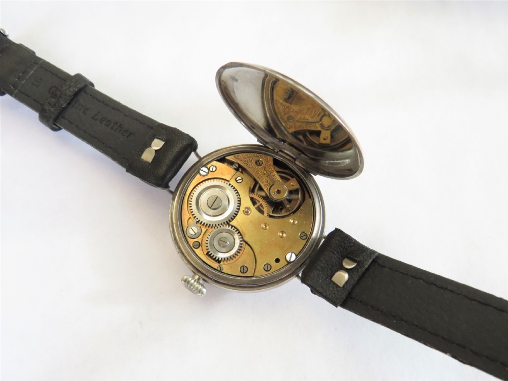 Large antique Swiss trench watch, c1900s View III