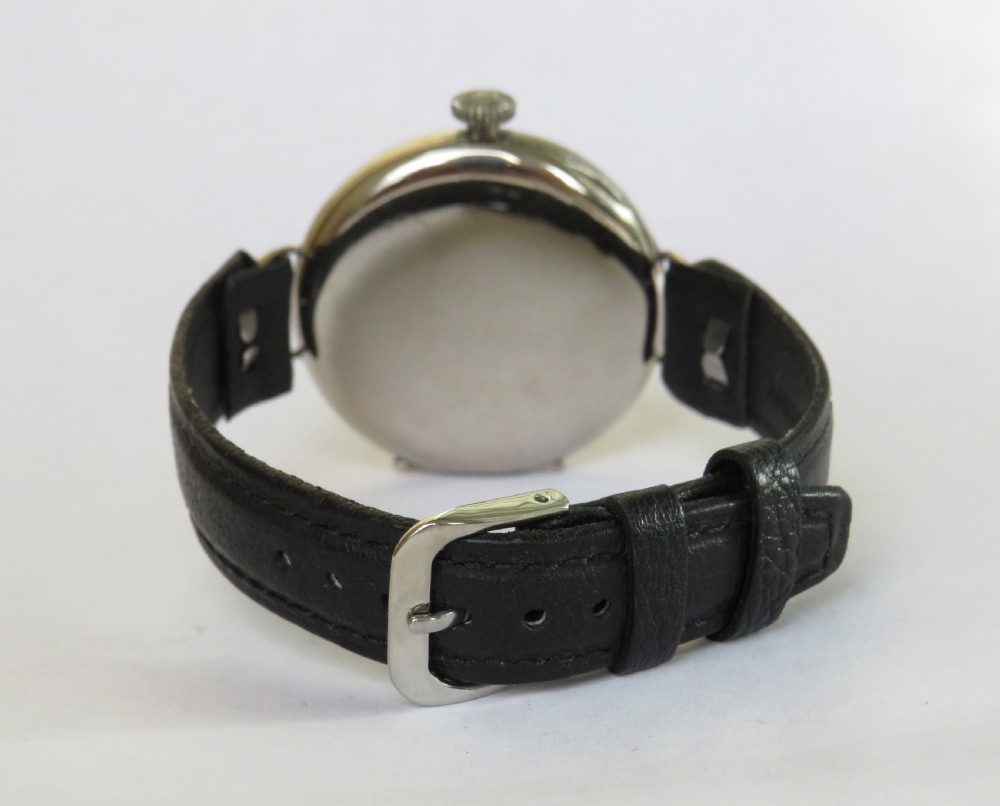Large antique Swiss trench watch, c1900s View IV