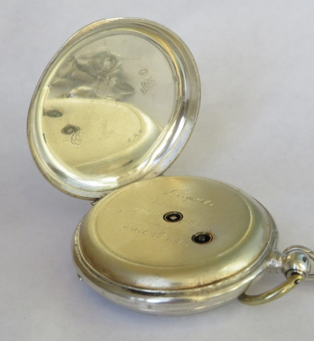 Antique silver pocket watch and chain View V