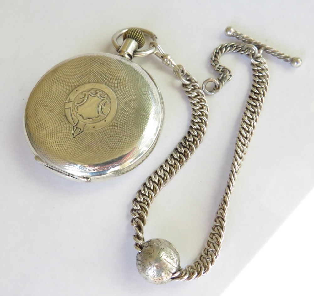 Antique silver Büren pocket watch and chain View III