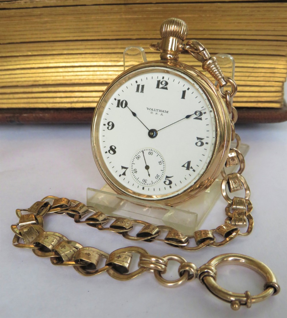 Antique 1906 Waltham pocket watch and chain