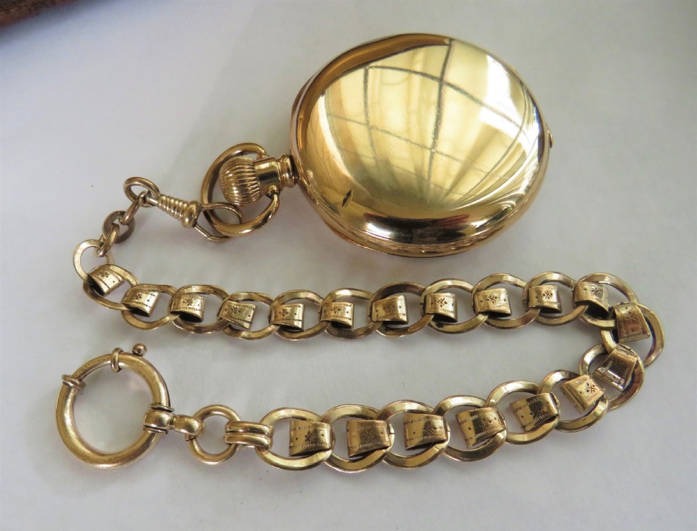 Antique 1906 Waltham pocket watch and chain View IV