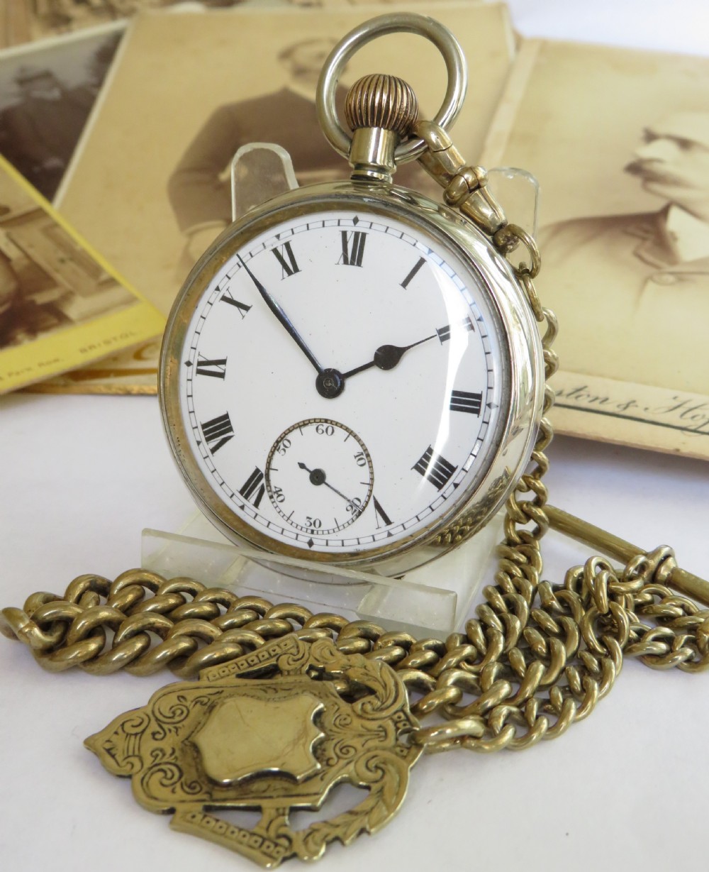 1930s nickel pocket watch and chain