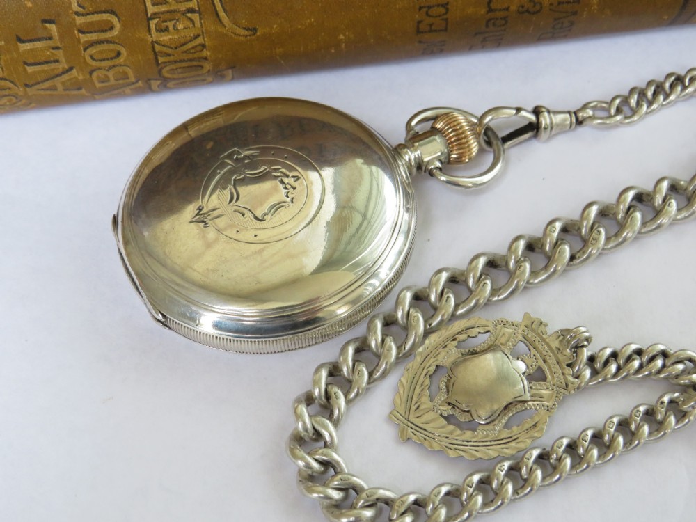 Waltham Royal silver hunter pocket watch & chain View II