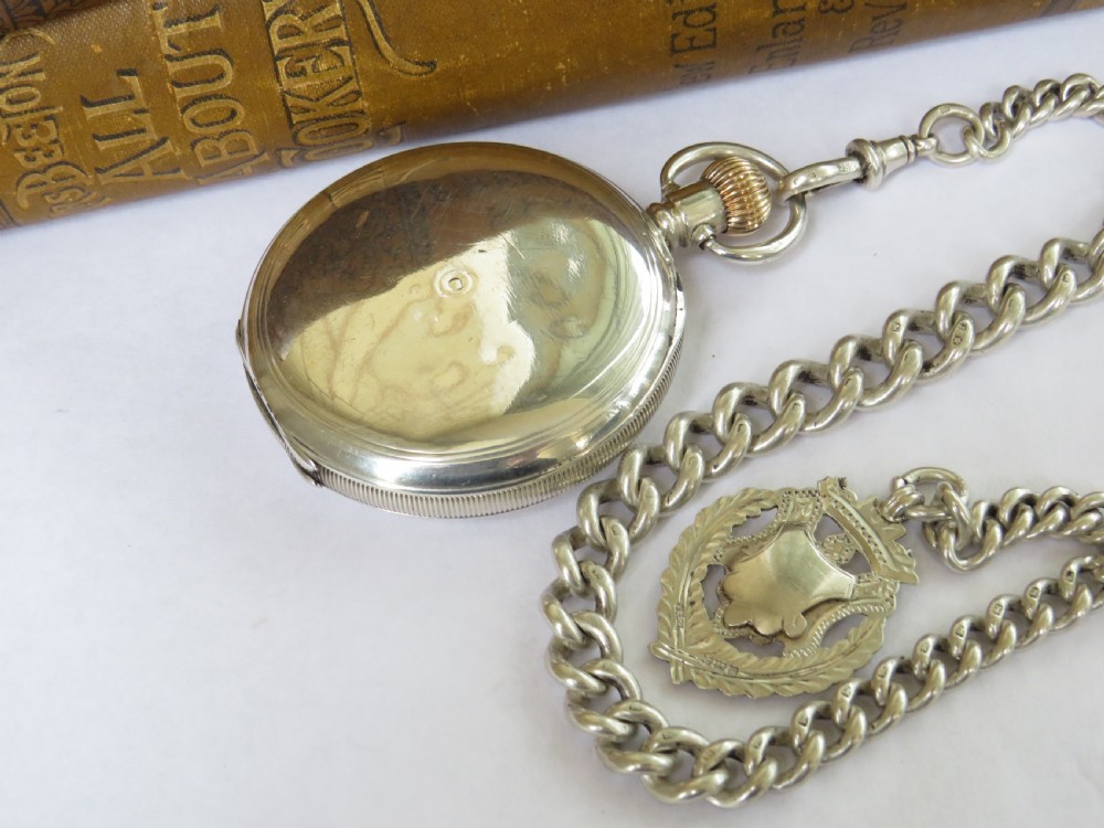 Waltham Royal silver hunter pocket watch & chain View III