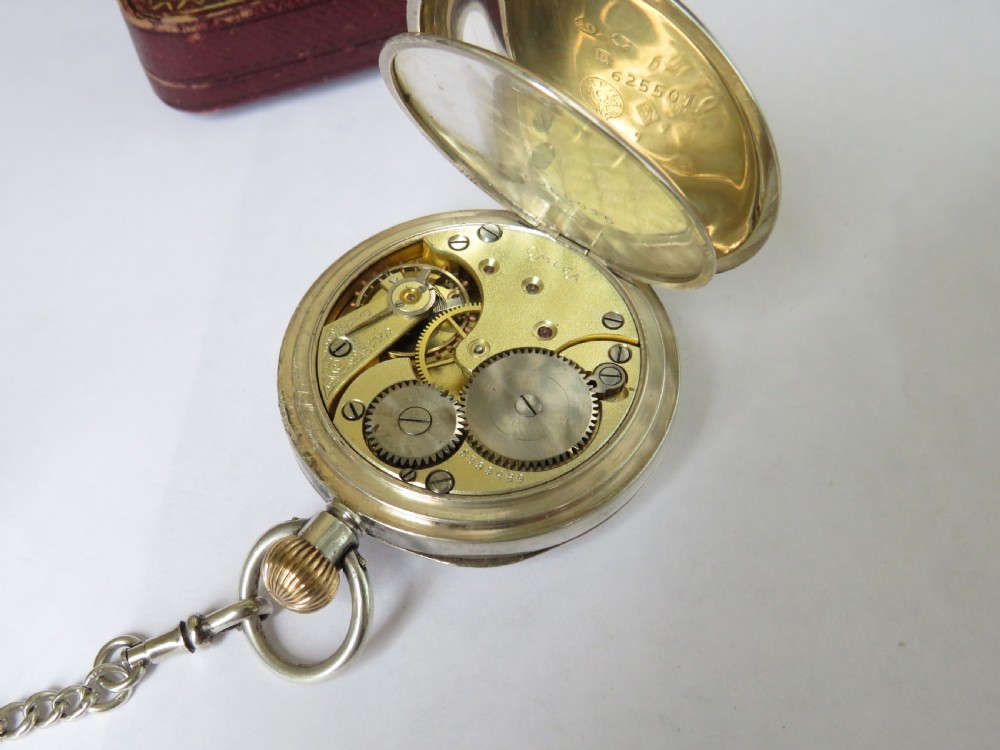 Antique silver Omega pocket watch and chain View III