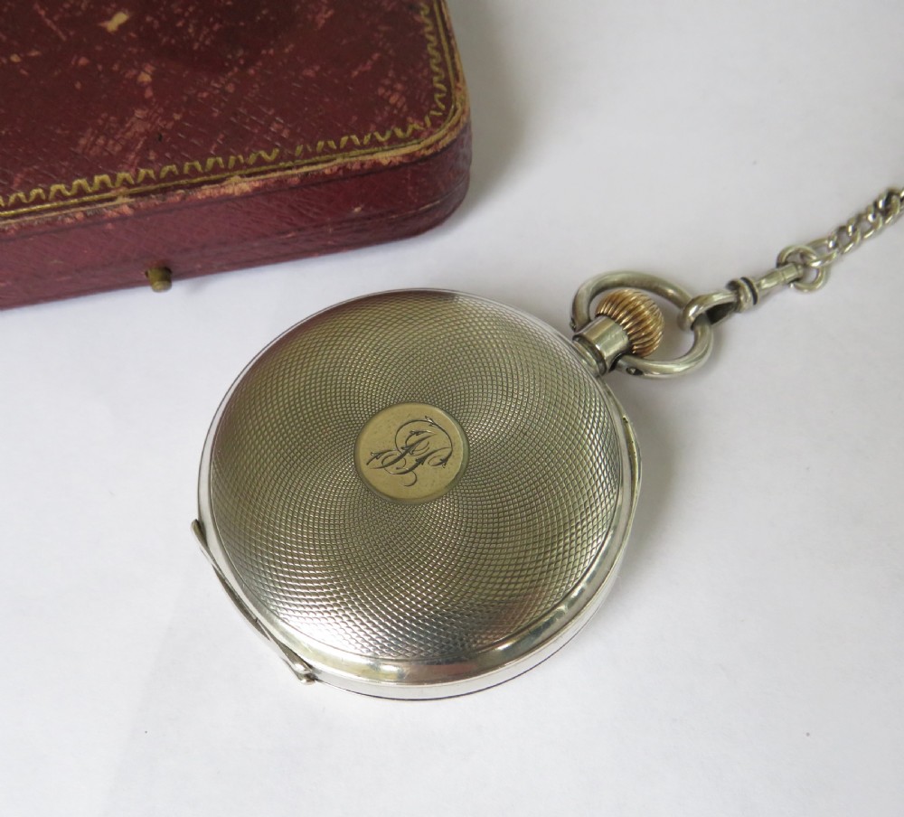 Antique silver Omega pocket watch and chain View V