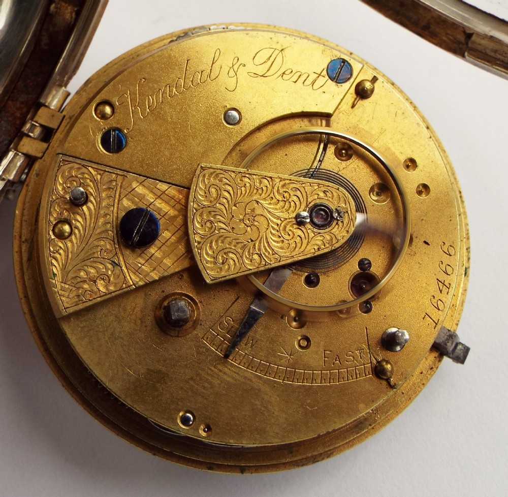 Antique 1891 Kendal & Dent fusee pocket watch. View IV